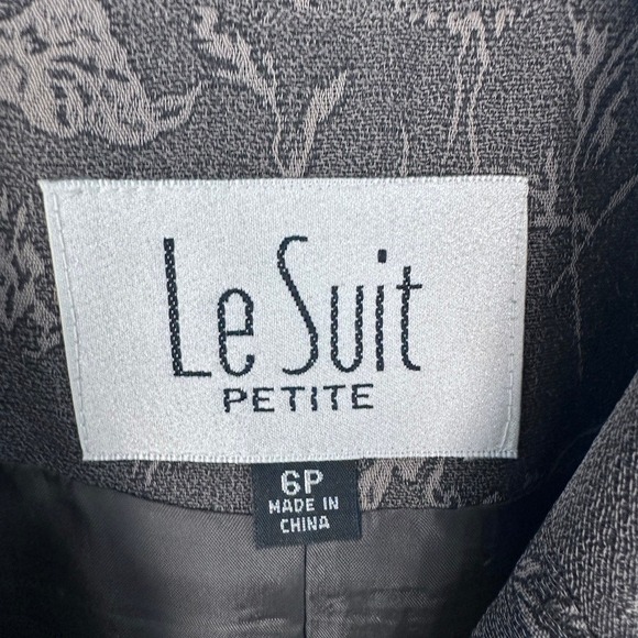 2 Piece‎ Taupe Skirt Suit Le Suit Petite Women's Floral Print Size 6P - Picture 3 of 13